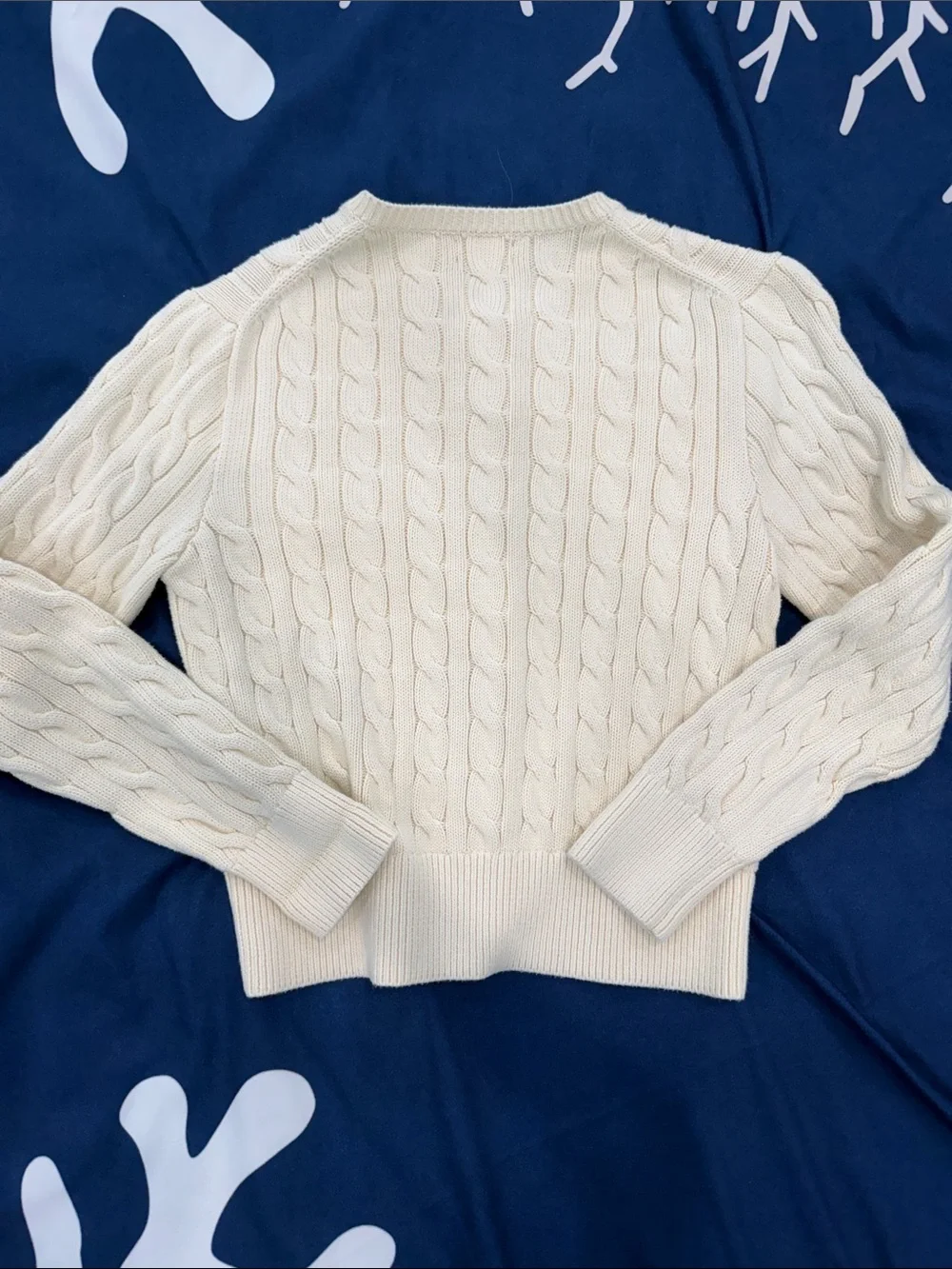 Girl’s XL Ralph Lauren Cream Cable Knit Button-Front Cardigan